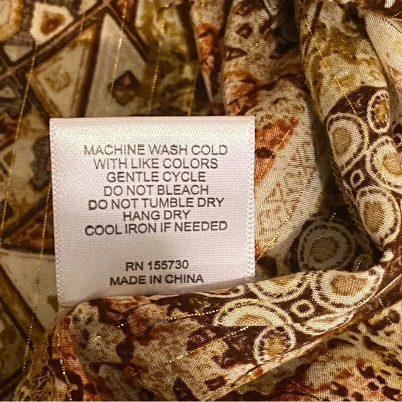 JANE + DELANCEY Long Sleeves V-Neck Multicolor Brown Metallic Line Size S - Picture 7 of 9